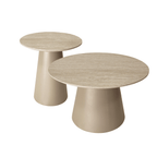 Couchtisch 2er Set ø45/80 cm Tango - Travertine-Optik Beige - FURNHOUSE