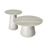 Couchtisch 2er Set ø45/80 cm Tango - Travertine-Optik Grau - FURNHOUSE