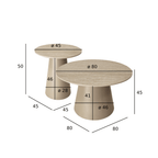 Couchtisch 2er Set ø45/80 cm - Travertine-Optik Beige - FURNHOUSE