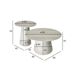 Couchtisch 2er Set ø45/80 cm - Travertine-Optik Grau - FURNHOUSE