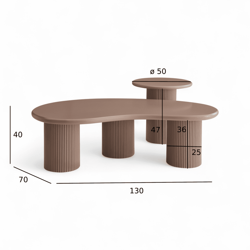 Couchtisch 2er Set ø50/130x70 cm - Mocca Mousse - FURNHOUSE