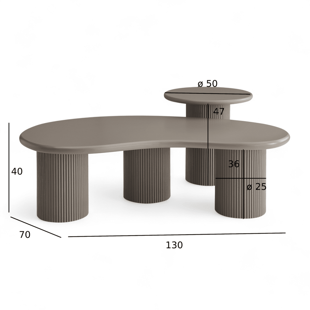 Couchtisch 2er Set ø50/130x70 cm - Taupe - FURNHOUSE