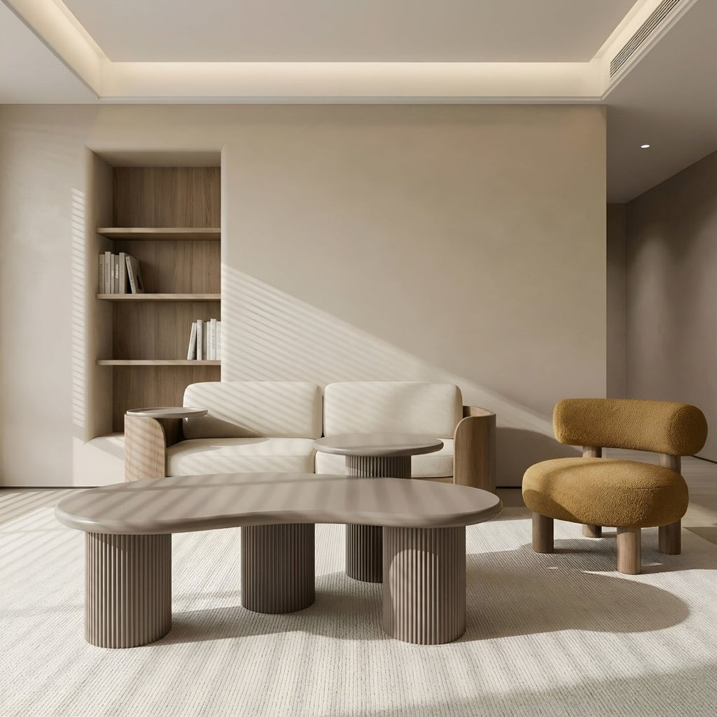 Couchtisch 2er Set ø50/130x70 cm - Taupe - FURNHOUSE