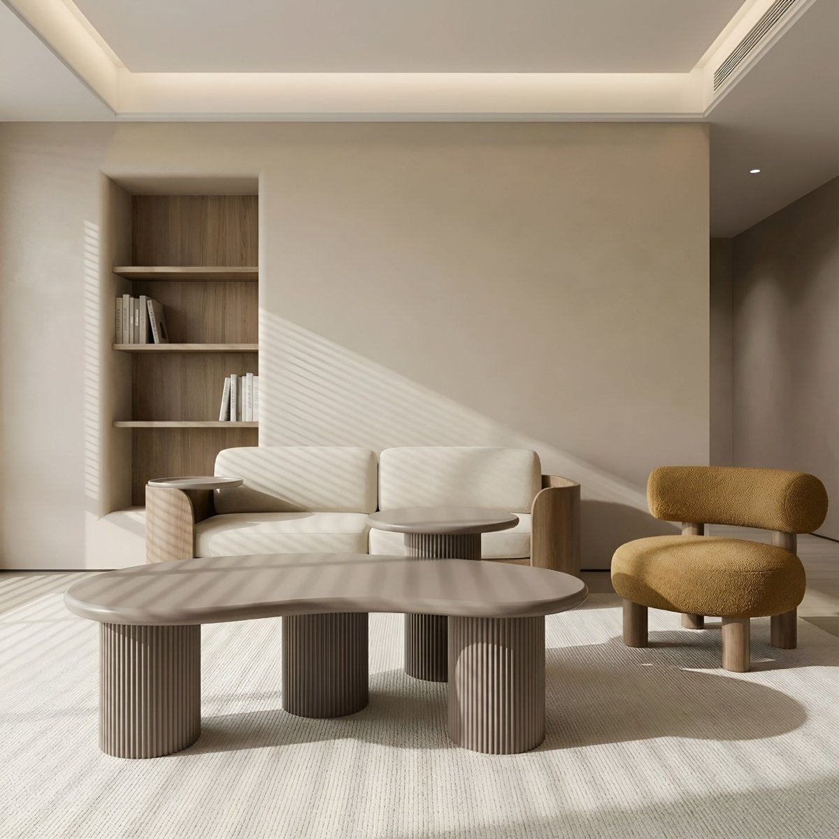 Couchtisch 2er Set ø50/130x70 cm - Taupe - FURNHOUSE