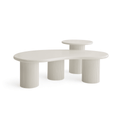 Couchtisch 2er Set ø50/130x70 cm - Weiß - FURNHOUSE