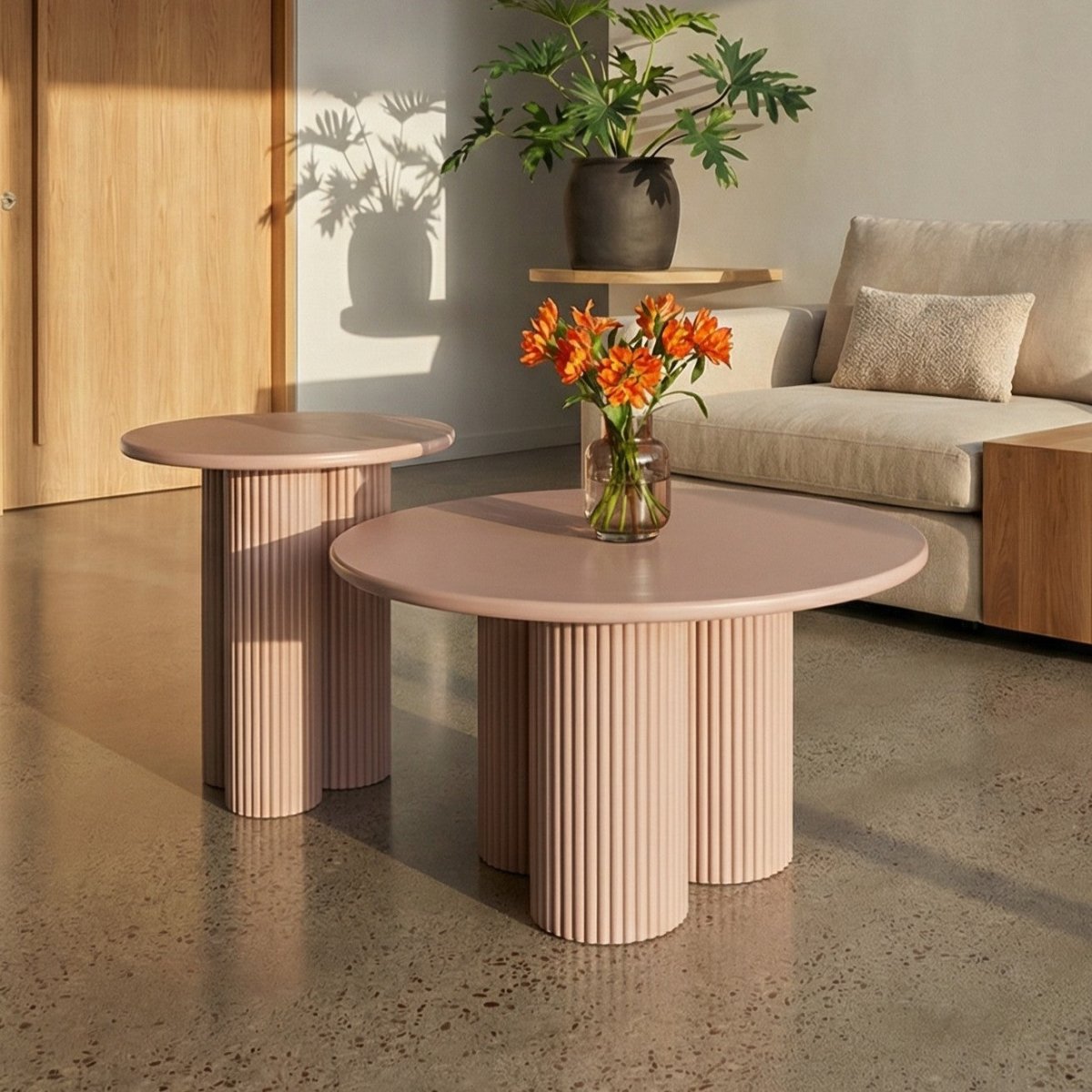 Couchtisch 2er Set ø50/80 cm - Mocca Mousse - FURNHOUSE