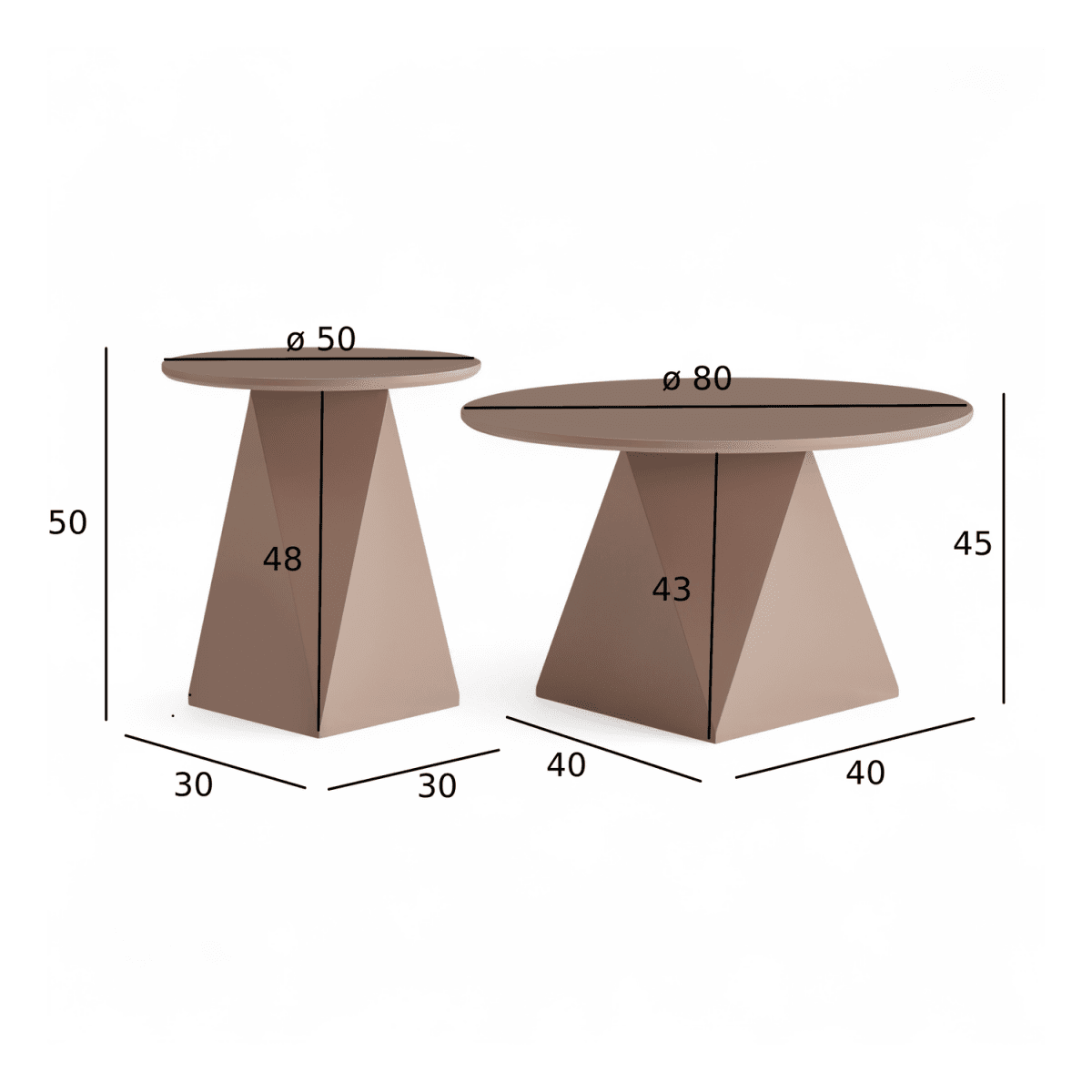 Couchtisch 2er Set ø50/80 cm - Mocca Mousse - FURNHOUSE