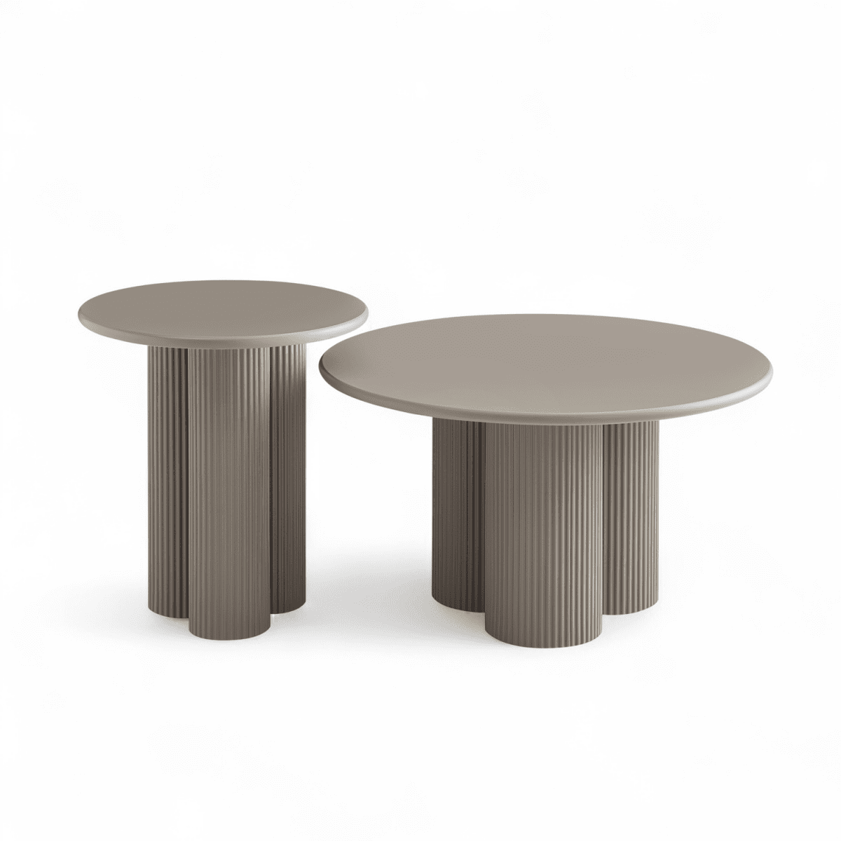 Couchtisch 2er Set ø50/80 cm - Taupe - FURNHOUSE
