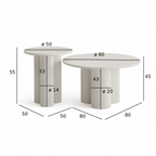 Couchtisch 2er Set ø50/80 cm - Weiß - FURNHOUSE