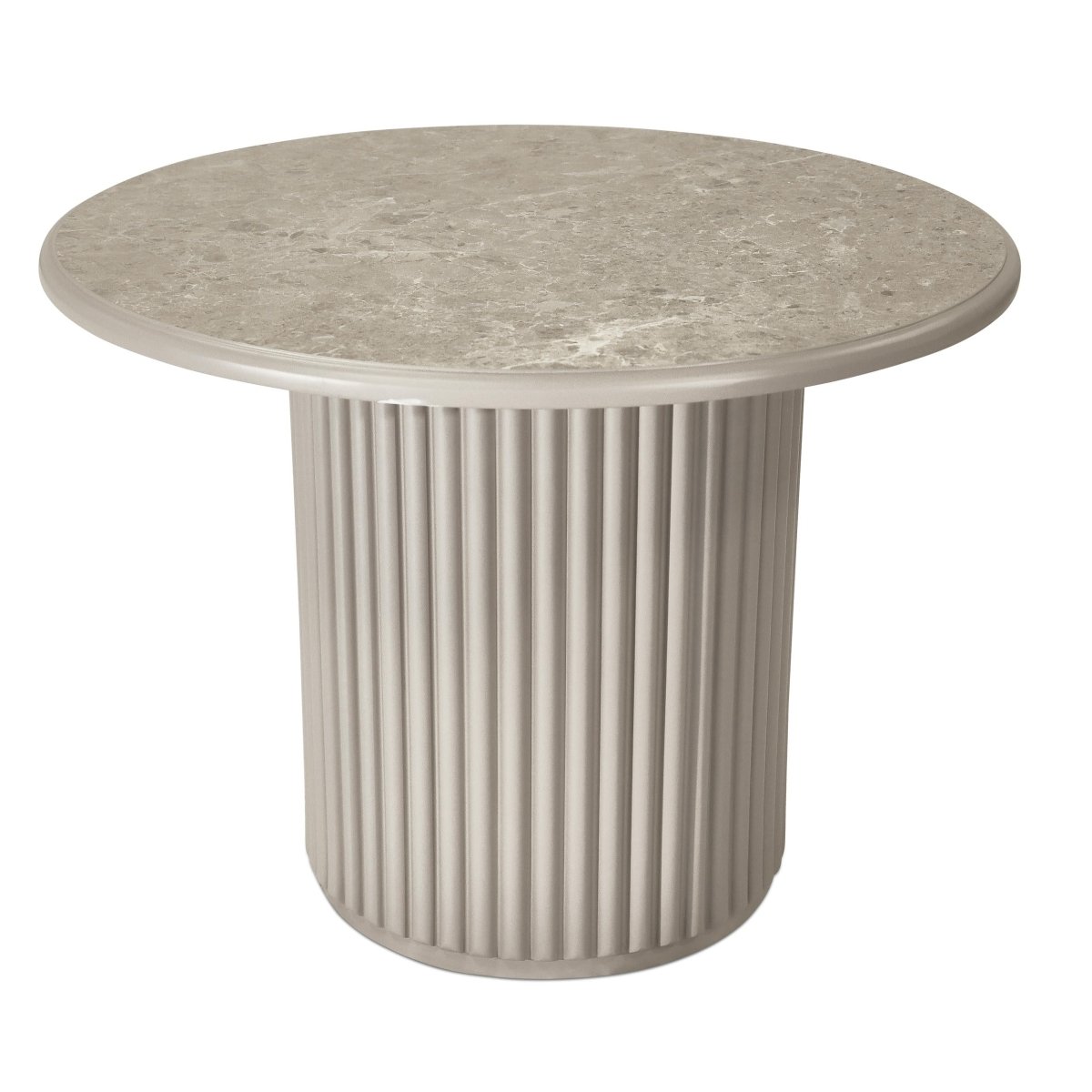 Couchtisch 2er Set ø60/80 cm Easy - Marmoroptik & Lamellenoptik Beige - FURNHOUSE