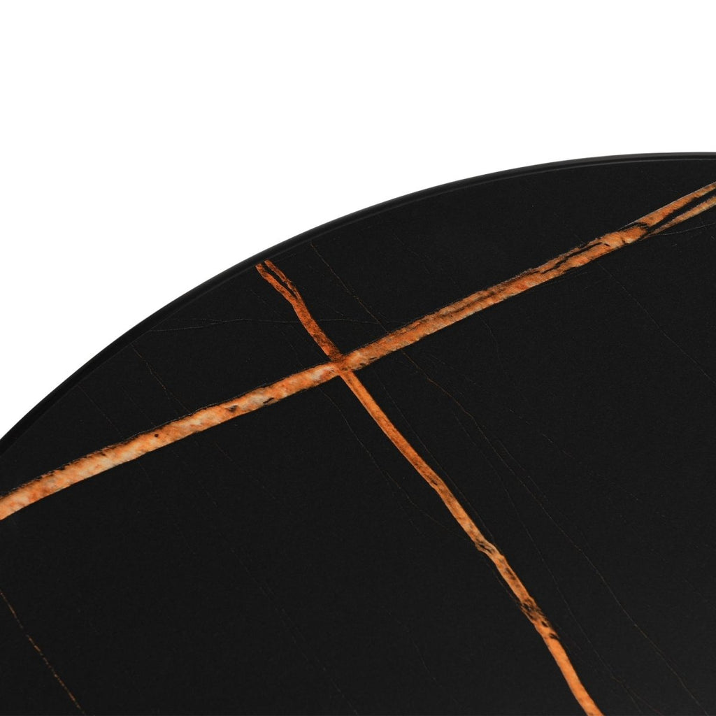 Couchtisch 2er Set ø60/80 cm Easy - Marmoroptik & Lamellenoptik Schwarz - FURNHOUSE