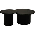 Couchtisch 2er Set ø60/80 cm - Marmoroptik & Lamellenoptik Schwarz - FURNHOUSE