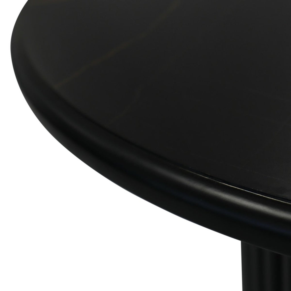 Couchtisch 2er Set ø60/80 cm Easy - Marmoroptik & Lamellenoptik Schwarz - FURNHOUSE