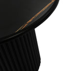 Couchtisch 2er Set ø60/80 cm Easy - Marmoroptik & Lamellenoptik Schwarz - FURNHOUSE