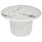 Couchtisch 2er Set ø60/80 cm Easy - Marmoroptik & Lamellenoptik Weiß - FURNHOUSE