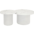 Couchtisch 2er Set ø60/80 cm - Marmoroptik & Lamellenoptik Weiß - FURNHOUSE