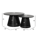 Couchtisch 2er Set ø60/80 cm - Eiche Schwarz - FURNHOUSE