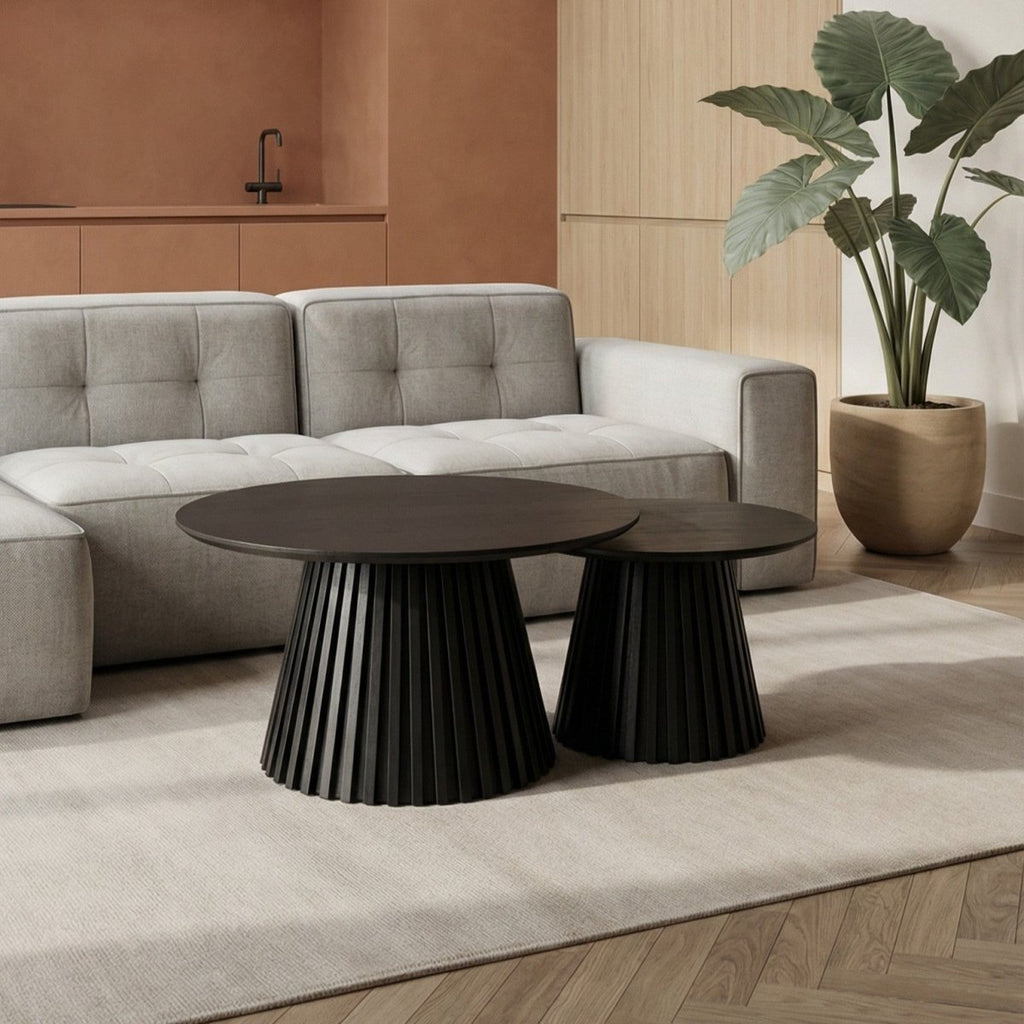 Couchtisch 2er Set ø60/80 cm - Eiche Schwarz - FURNHOUSE