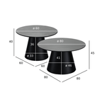 Couchtisch 2er Set ø60/80 cm - Marmoroptik Dunkelgrau - FURNHOUSE