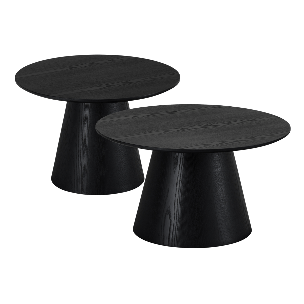 Couchtisch 2er Set ø60/80 cm Tango - Eiche Schwarz - FURNHOUSE