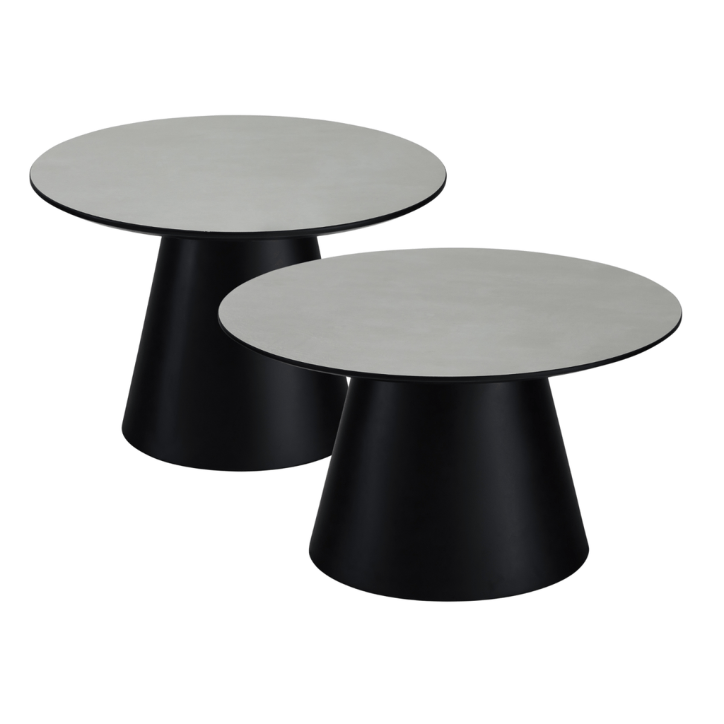 Couchtisch 2er Set ø60/80 cm Tango - Marmoroptik Hellgrau - FURNHOUSE