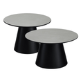Couchtisch 2er Set ø60/80 cm - Marmoroptik Hellgrau - FURNHOUSE