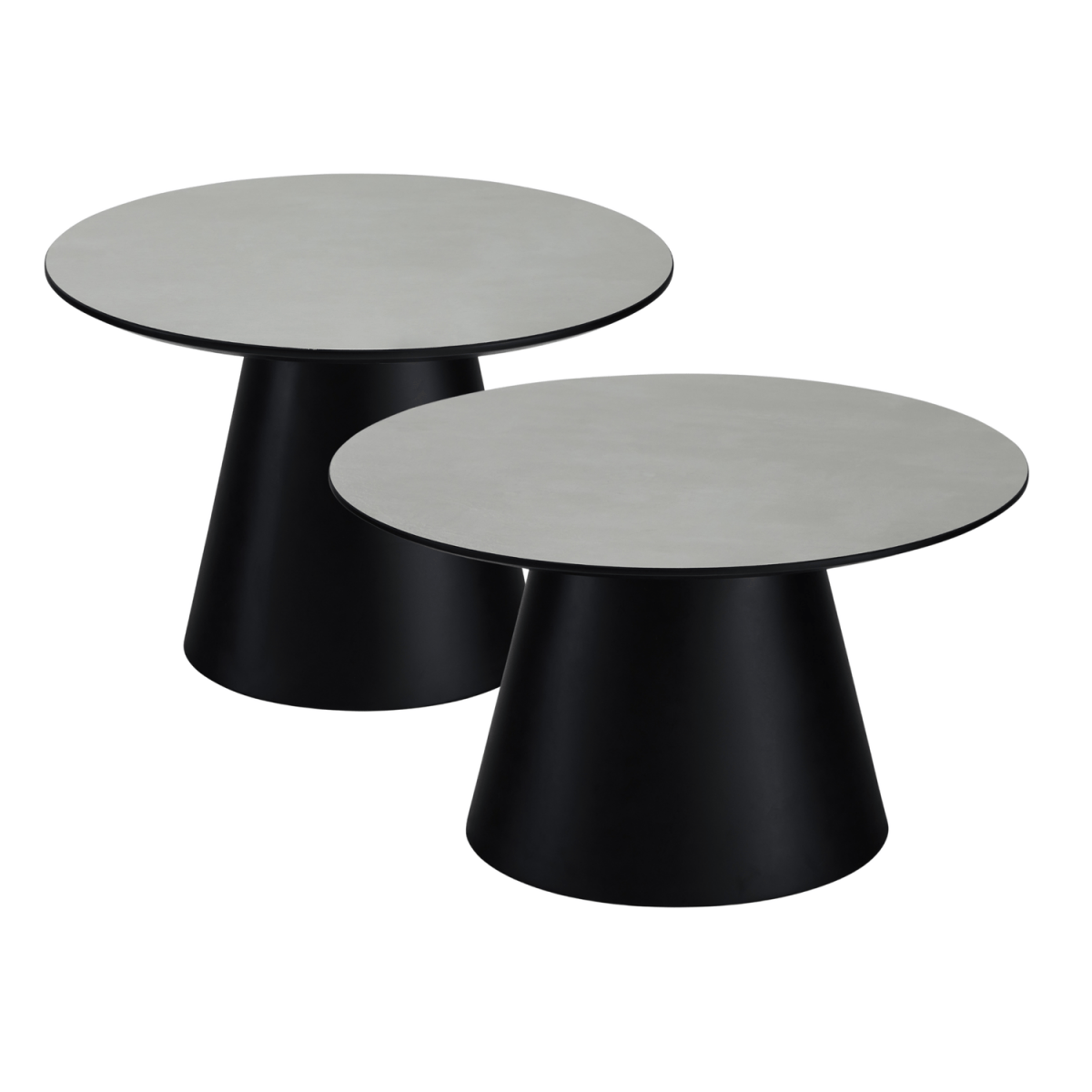 Couchtisch 2er Set ø60/80 cm Tango - Marmoroptik Hellgrau - FURNHOUSE