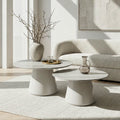 Couchtisch 2er Set ø60/80 cm - Travertine-Optik Grau - FURNHOUSE