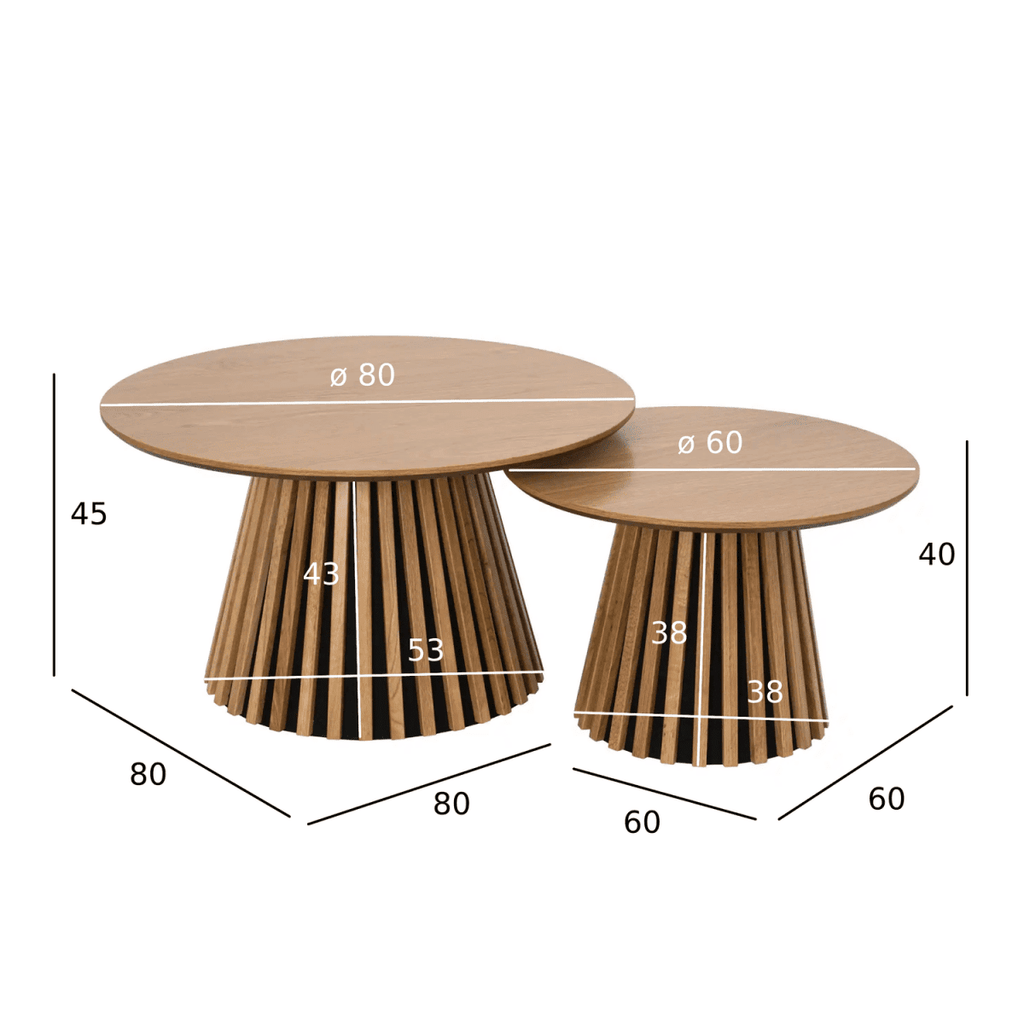 Couchtisch 2er Set ø60/80 cm - Wildeiche Natur - FURNHOUSE