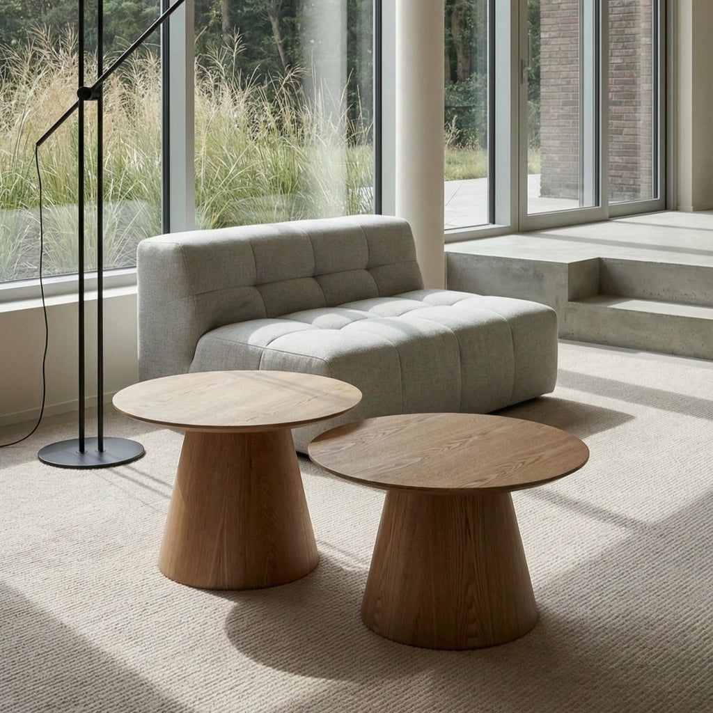 Couchtisch 2er Set ø60/80 cm - Wildeiche Natur - FURNHOUSE