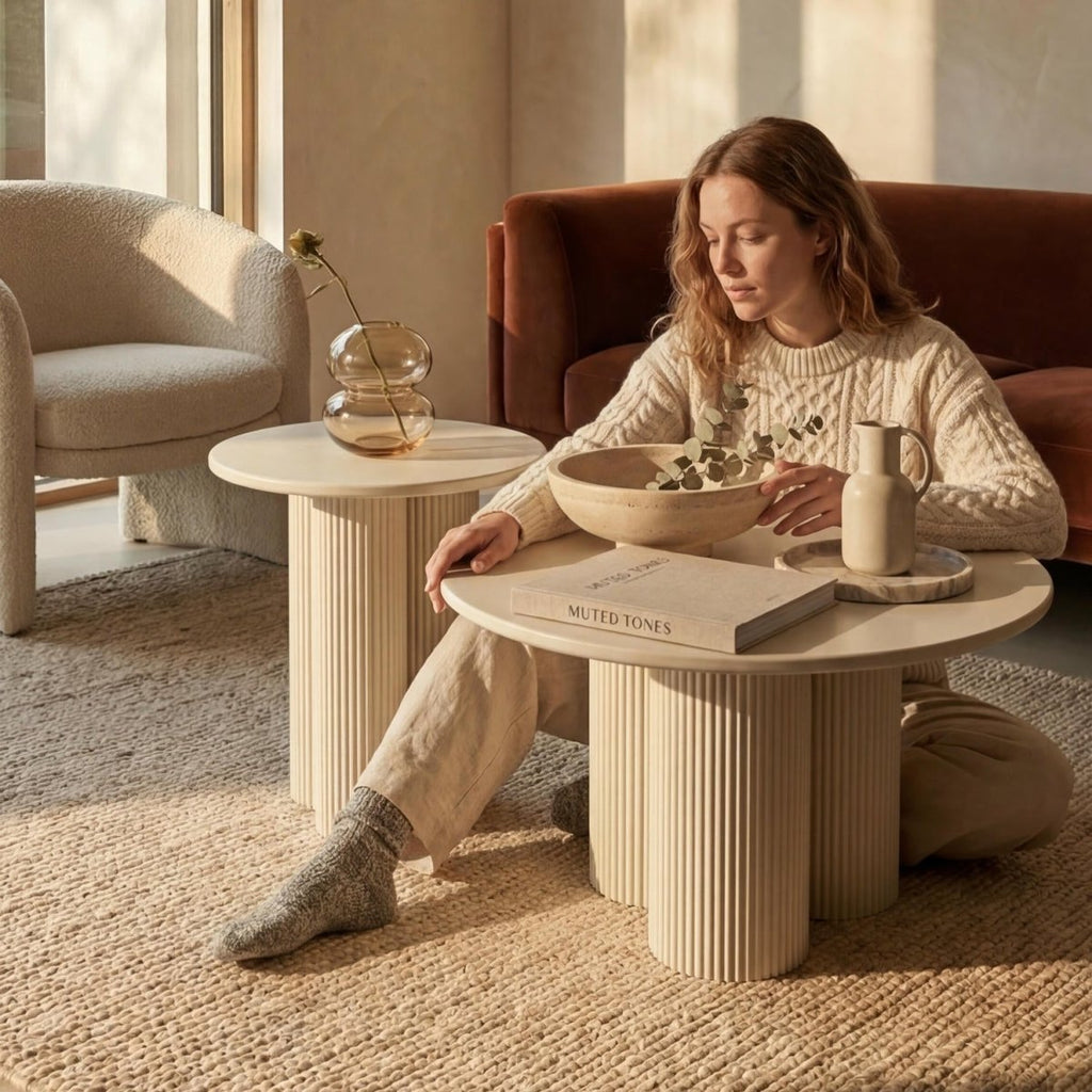 Couchtisch 2er Set ø50/80 cm - Weiß - IBBE DESIGN - FURNHOUSE