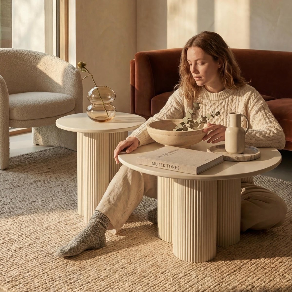 Couchtisch 2er Set ø50/80 cm - Weiß - IBBE DESIGN - FURNHOUSE