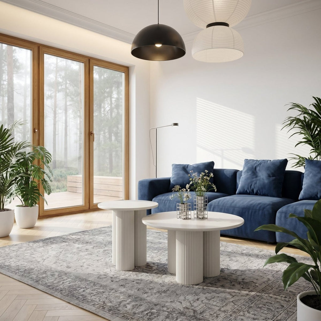 Couchtisch 2er Set ø50/80 cm - Weiß - IBBE DESIGN - FURNHOUSE