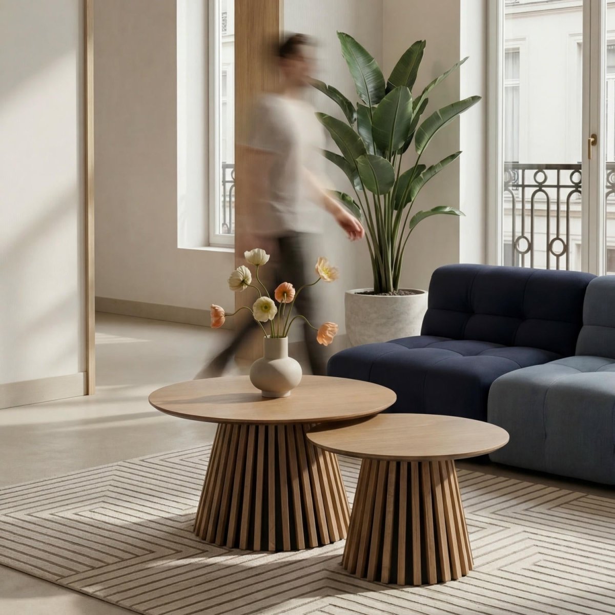 Couchtisch 2er Set ø60/80 cm - Wildeiche Natur - IBBE DESIGN - FURNHOUSE