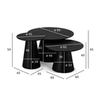 Couchtisch 3er Set ø80/60/45 cm - Eiche Schwarz - FURNHOUSE