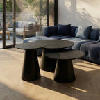 Couchtisch 3er Set ø80/60/45 cm - Eiche Schwarz - FURNHOUSE