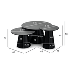 Couchtisch 3er Set ø80/60/45 cm - Marmoroptik Dunkelgrau - FURNHOUSE
