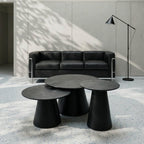 Couchtisch 3er Set ø80/60/45 cm - Marmoroptik Dunkelgrau - FURNHOUSE