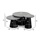 Couchtisch 3er Set ø80/60/45 cm - Marmoroptik Hellgrau - FURNHOUSE