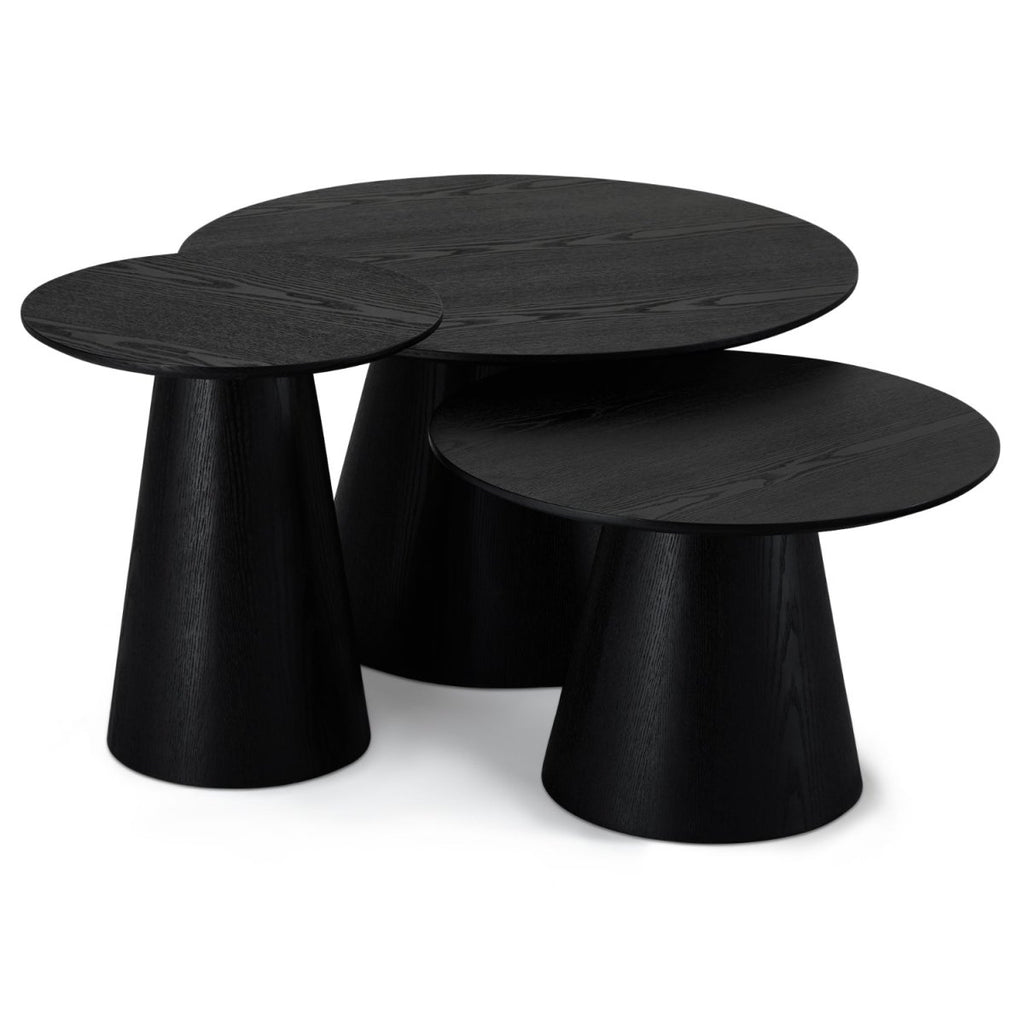 Couchtisch 3er Set ø80/60/45 cm Tango - Eiche Schwarz - FURNHOUSE