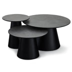 Couchtisch 3er Set ø80/60/45 cm Tango - Marmoroptik Dunkelgrau - FURNHOUSE