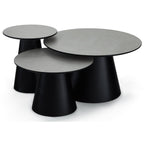 Couchtisch 3er Set ø80/60/45 cm Tango - Marmoroptik Hellgrau - FURNHOUSE