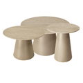 Couchtisch 3er Set ø80/60/45 cm - Travertine-Optik Beige - FURNHOUSE