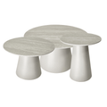 Couchtisch 3er Set ø80/60/45 cm - Travertine-Optik Grau - FURNHOUSE