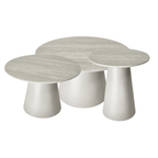 Couchtisch 3er Set ø80/60/45 cm Tango - Travertine-Optik Grau - FURNHOUSE
