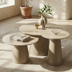 Tango 3er Set ø45/60/80 cm Beige im Wohnzimmer vor dem Sofa