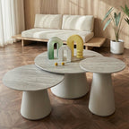 Couchtisch 3er Set ø80/60/45 cm - Travertine-Optik Grau - FURNHOUSE