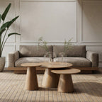 Couchtisch 3er Set ø80/60/45 cm - Wildeiche Natur - FURNHOUSE