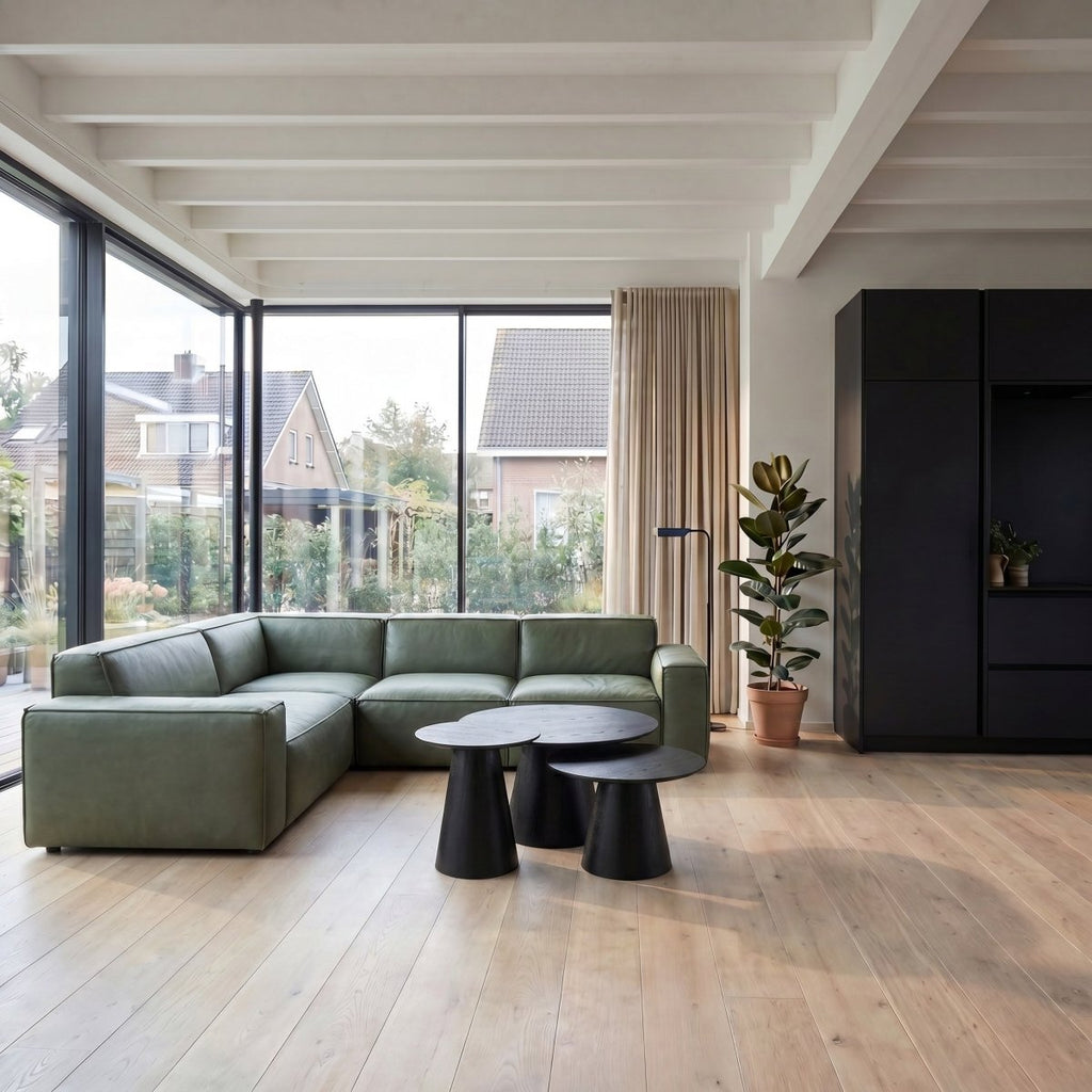 Couchtisch 3er Set ø80/60/45 cm - Eiche Schwarz - IBBE DESIGN - FURNHOUSE