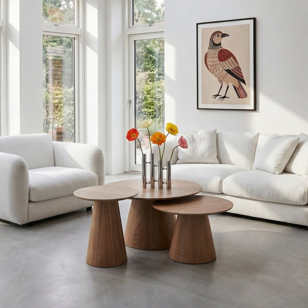 Couchtisch 3er Set ø80/60/45 cm - Wildeiche - IBBE DESIGN - FURNHOUSE